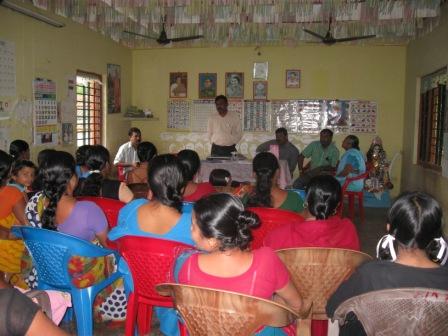 The Block Development Officer addressing the rural women on Vocational Training